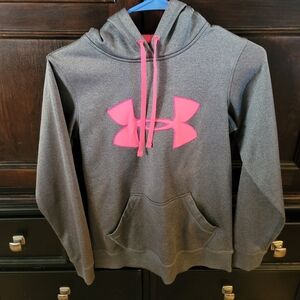 Under Armour Gray Hoodie with Pink Logo